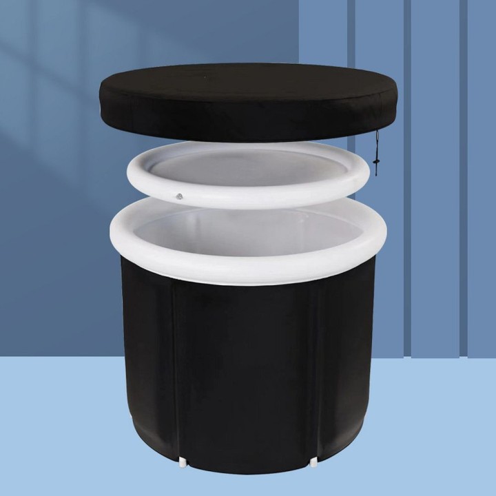 Foldable portable inflatable bathtub tub for cold-water bathing 75 x 80 cm black