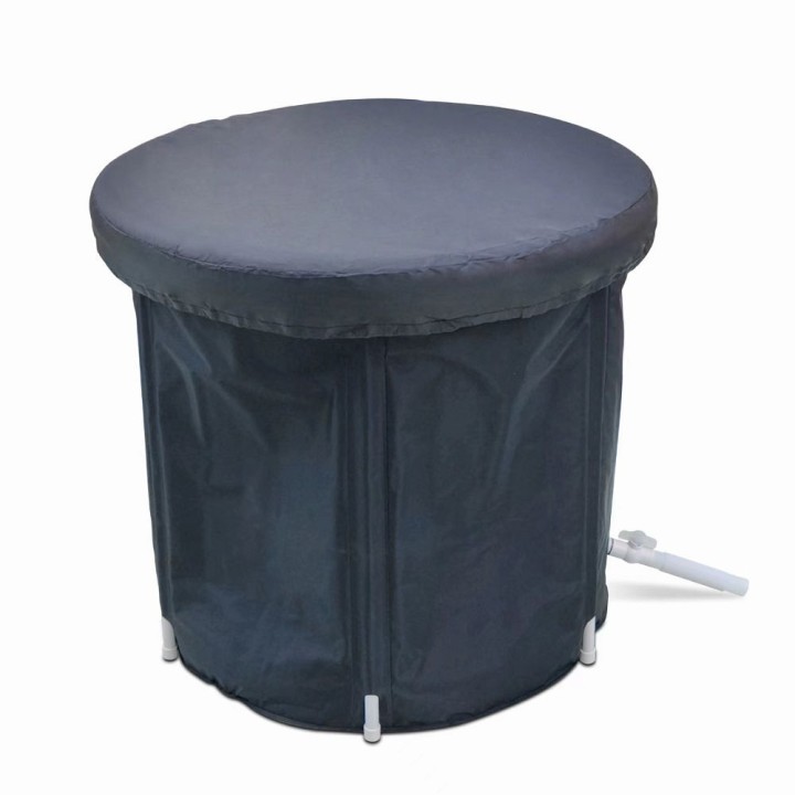 Foldable portable inflatable bathtub tub for cold-water bathing 75 x 75 cm black