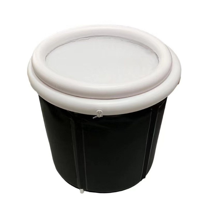 Foldable portable inflatable bathtub tub for cold-water bathing 75 x 75 cm black