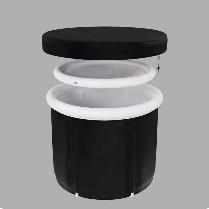 Foldable portable inflatable bathtub tub for cold-water bathing 80 x 79 cm black