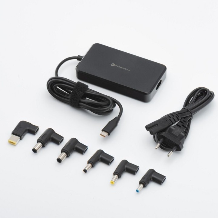 Универсальный блок питания для ноутбука 90W Forcell F-Energy USB C + 6 наконечников E856 черный