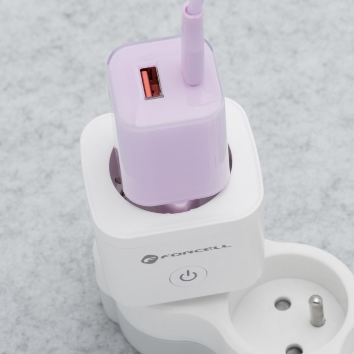 Inteligentne socket 230V Forcell F-Energy EU02 with WiFi, programatorem and wsparciem for Tuya / Amazon Alexa white