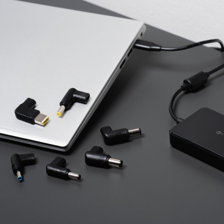 Універсальний блок живлення для ноутбука 90W Forcell F-Energy USB C + 6 наконечників E856 чорний