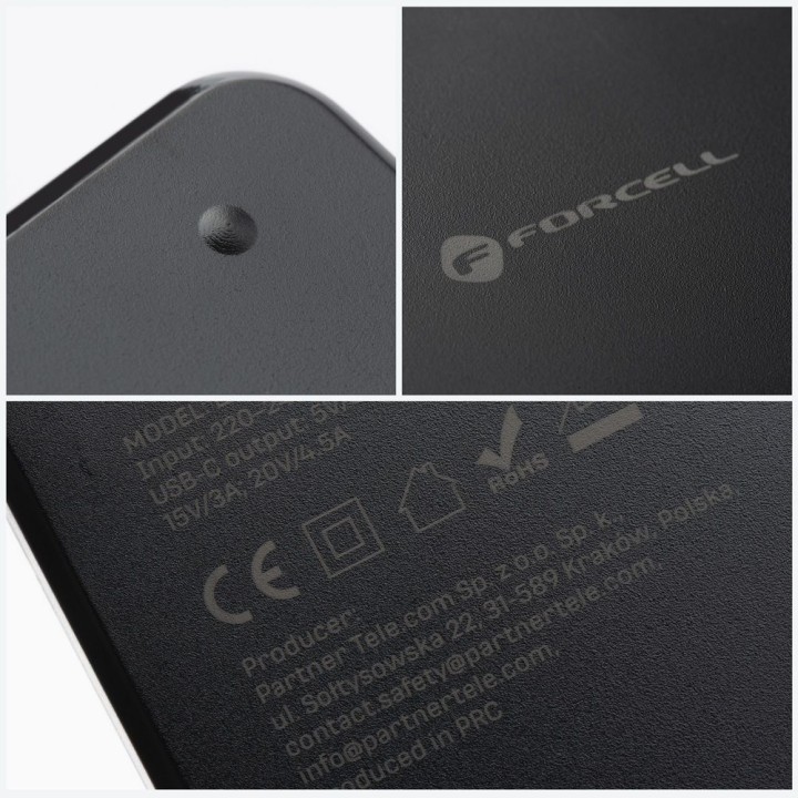 Universal laptop power supply 90W Forcell F-Energy USB C + 6 tips E856 black