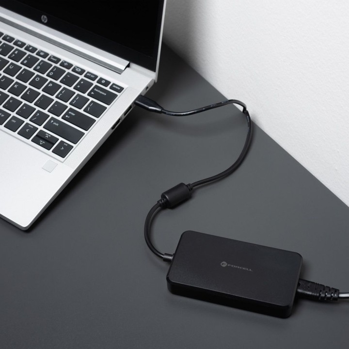 Universal laptop power supply 90W Forcell F-Energy USB C + 6 tips E856 black