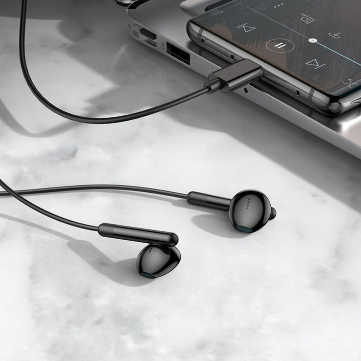 Headphones wired in-ear USB C Hoco M93 black