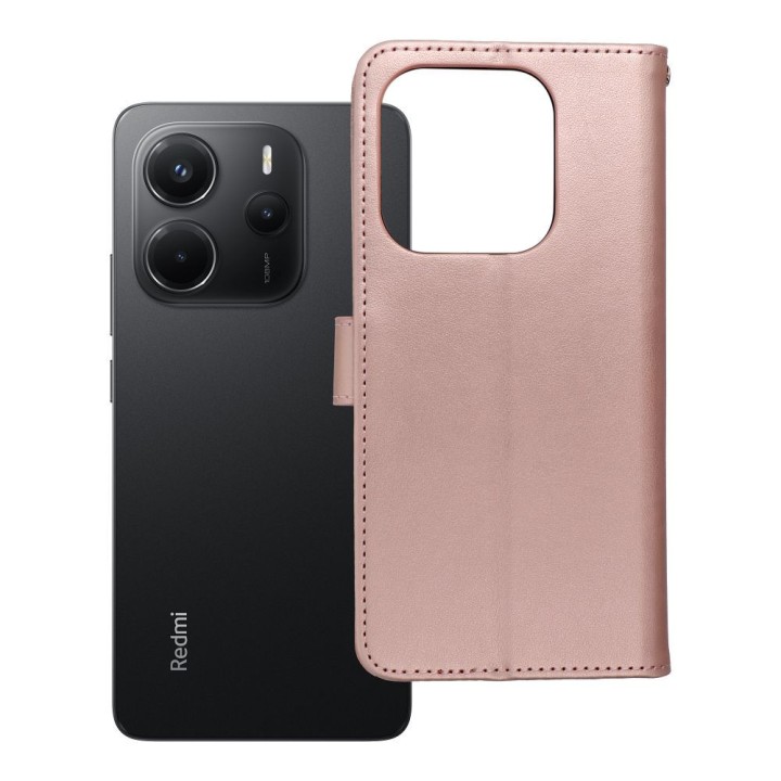 Чохол з клапаном для Xiaomi Redmi NOTE 14 4G (GLOBAL - 164,84mm x 78,15mm x 8,16mm) Mezzo Book teddy bear кольору рожевого золот