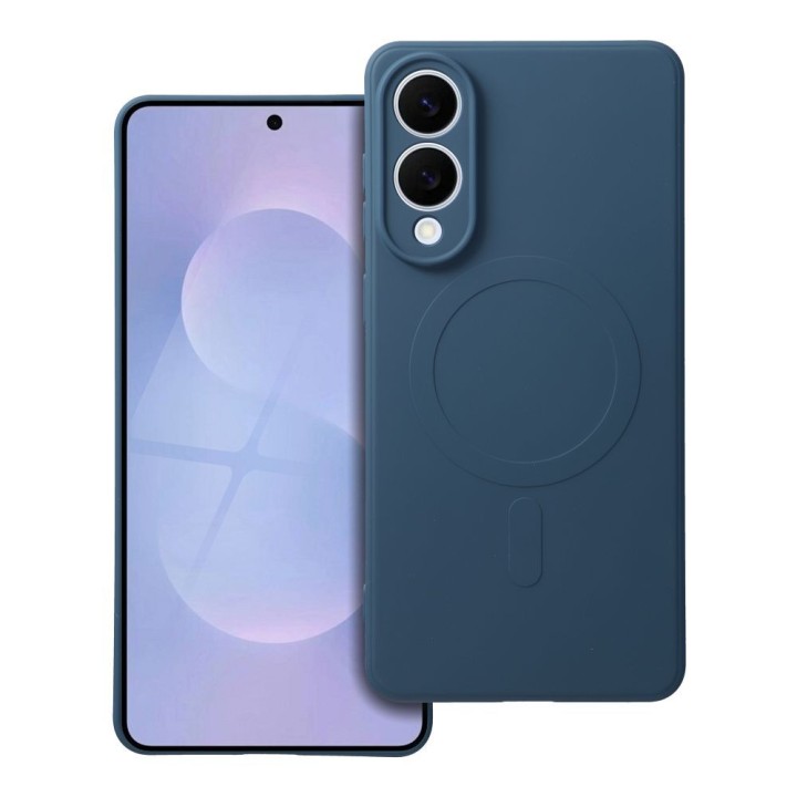 Case for Samsung S25 EDGE Silicone Mag Cover compatible with MagSafe (camera protection) blue
