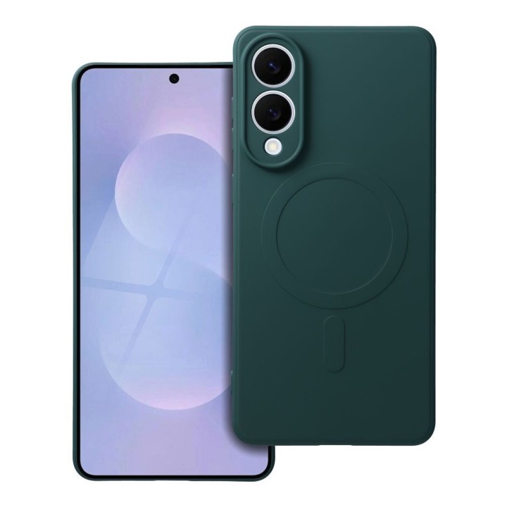 Чехол для Samsung S25 EDGE Silicone Mag Cover совместимый с MagSafe (camera protection) зеленый
