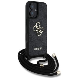 GUESS чехол для IPHONE 16 GUHCP16SP4GMGCRK (CBDY PU 4G Big Logo W/Cord Strap) черный