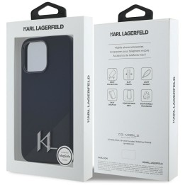 KARL LAGERFELD чехол для IPHONE 15 Pro Max совместимый с Magsafe KLHMP15XSCMKMPCK (Silicone Initial Металл Логотип) черный