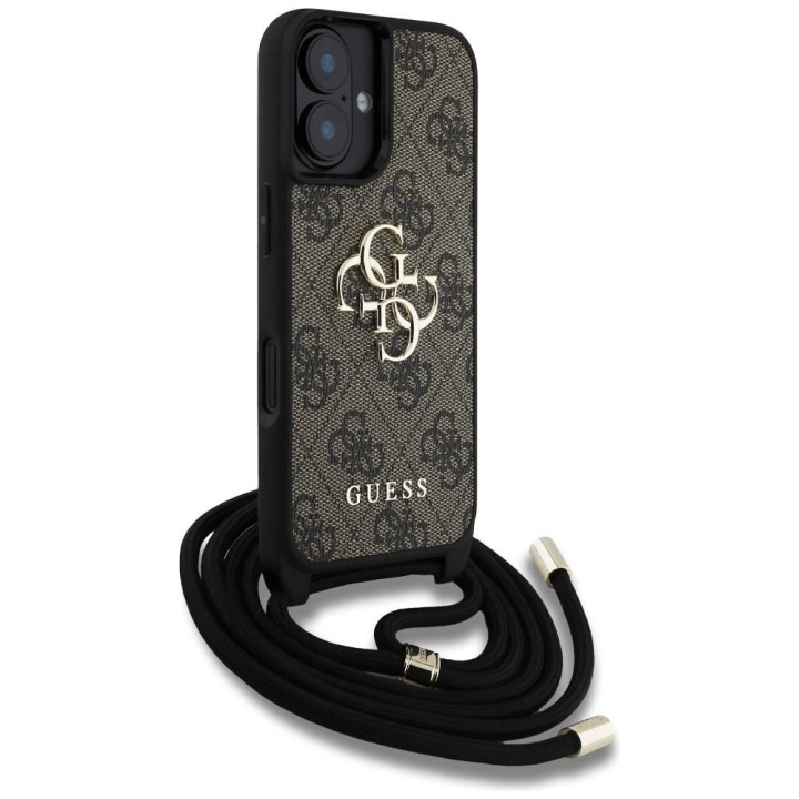 GUESS futerał do IPHONE 16 GUHCP16SP4GMGCRW (CBDY PU 4G Big Logo W/Cord Strap) brązowy
