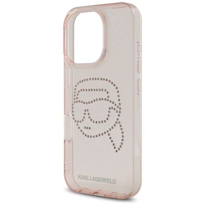 KARL LAGERFELD case for IPHONE 16 Pro KLHCP16LHKHDCELP (IML Rhinestones S K Head) pink