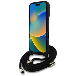 GUESS чехол для IPHONE 16 Plus GUHCP16MP4GMGCRK (CBDY PU 4G Big Логотип W/Cord Strap) черный