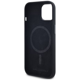 KARL LAGERFELD case for IPHONE 15 compatible with Magsafe KLHMP15SSCMKMPCK (Silicone Initial Metal Logo) black