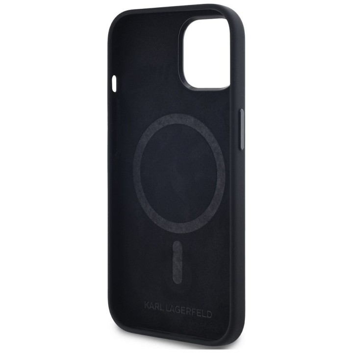 KARL LAGERFELD чохол для IPHONE 15 сумісний із MagSafe KLHMP15SSCMKMPCK (Silicone Initial Metal Logo) чорний