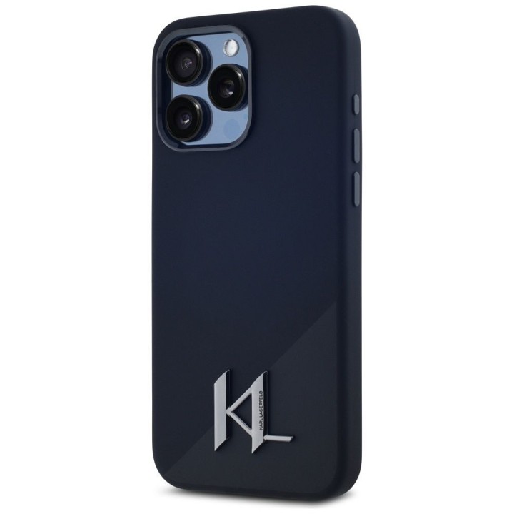 KARL LAGERFELD чохол для IPHONE 15 Pro Max сумісний із MagSafe KLHMP15XSCMKMPCK (Silicone Initial Metal Logo) чорний