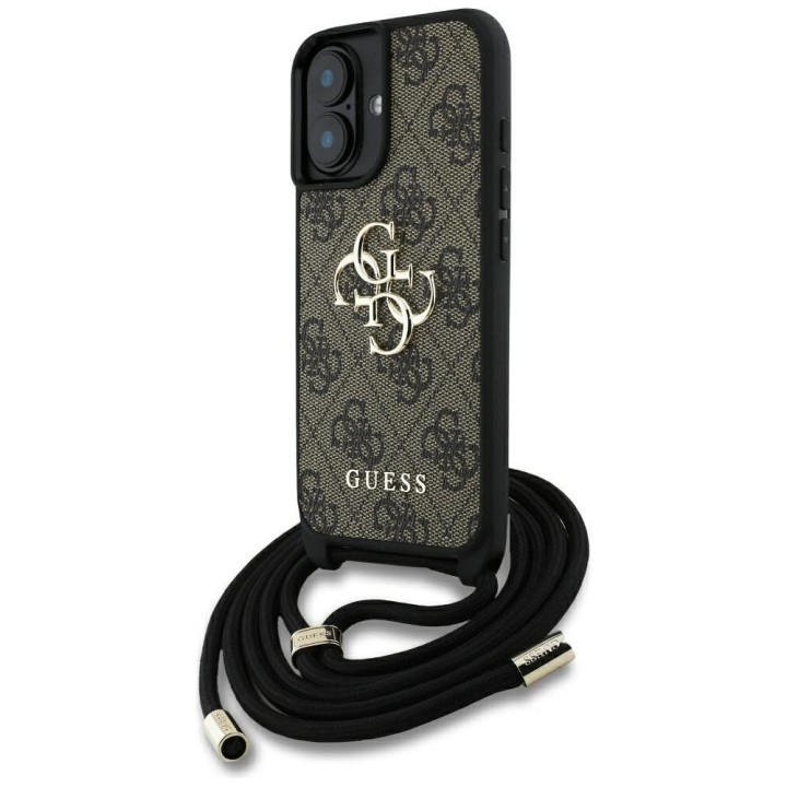 GUESS чехол для IPHONE 16 GUHCP16SP4GMGCRW (CBDY PU 4G Big Logo W/Cord Strap) коричневый