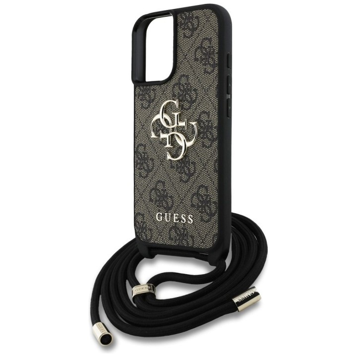 GUESS чехол для IPHONE 16 GUHCP16SP4GMGCRW (CBDY PU 4G Big Logo W/Cord Strap) коричневый