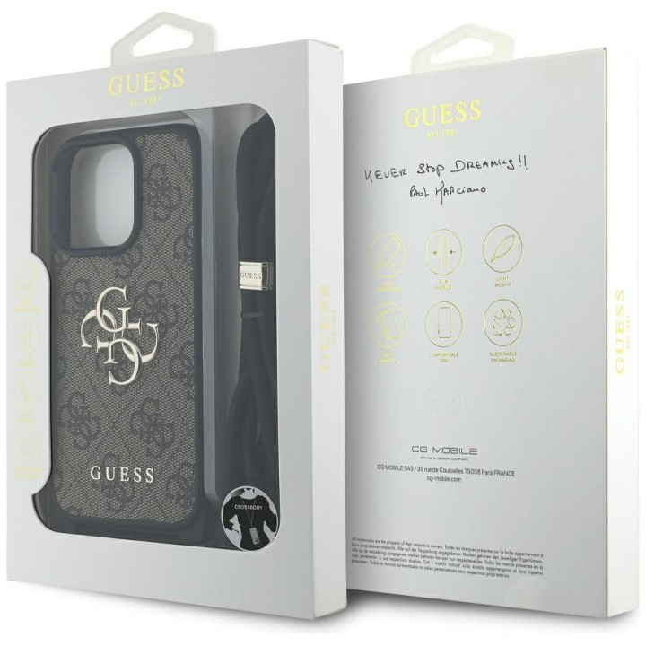 GUESS case for IPHONE 16 Pro Max GUHCP16XP4GMGCRW (CBDY PU 4G Big Logo W/Cord Strap) brown