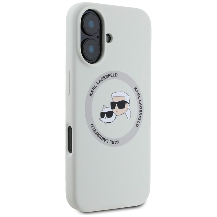 KARL LAGERFELD futerał do IPHONE 16 kompatybilny z MagSafe KLHMP16SSKCHTCE (Silicone KC Heads) beżowy