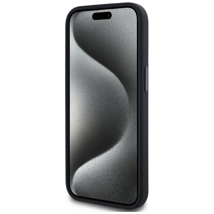 KARL LAGERFELD case for IPHONE 15 compatible with MagSafe KLHMP15SSCMKMPCK (Silicone Initial Metal Logo) black
