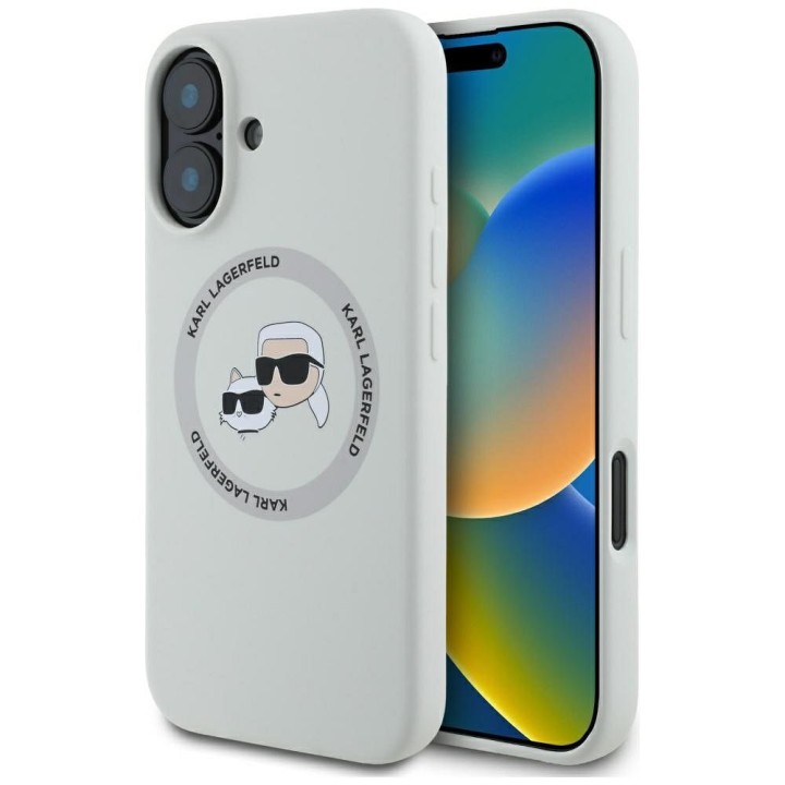 KARL LAGERFELD чохол для IPHONE 16 сумісний із MagSafe KLHMP16SSKCHTCE (Silicone KC Heads) бежевий