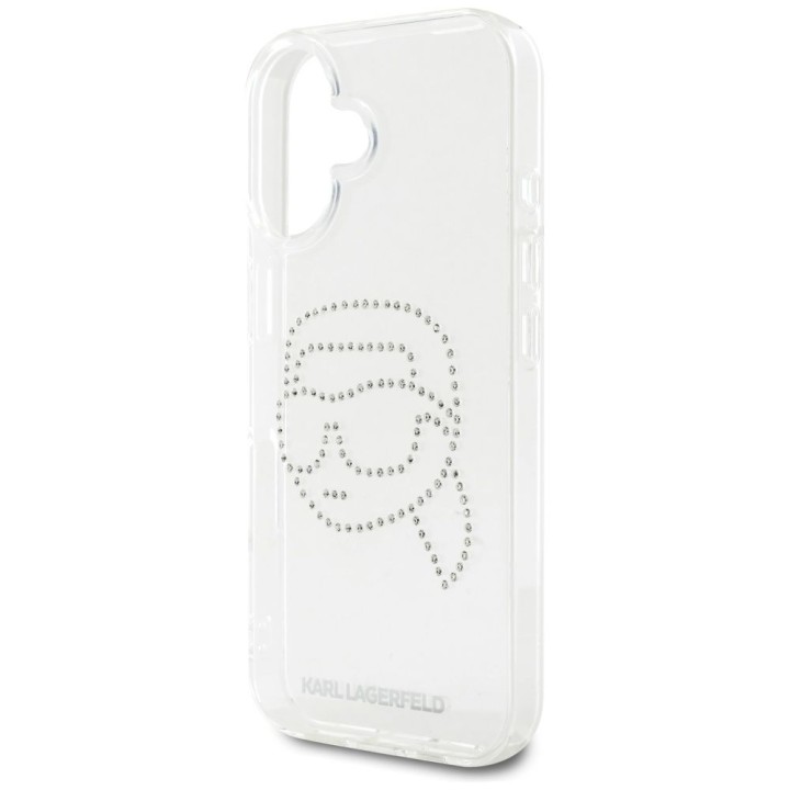 KARL LAGERFELD case for IPHONE 16 KLHCP16SHKHDCELT (IML Rhinestones K Head) transparent