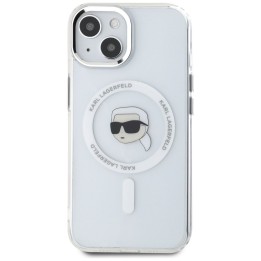 KARL LAGERFELD case for IPHONE 15 compatible with MagSafe KLHMP15SHLSKIH (IML Metal K Head) white