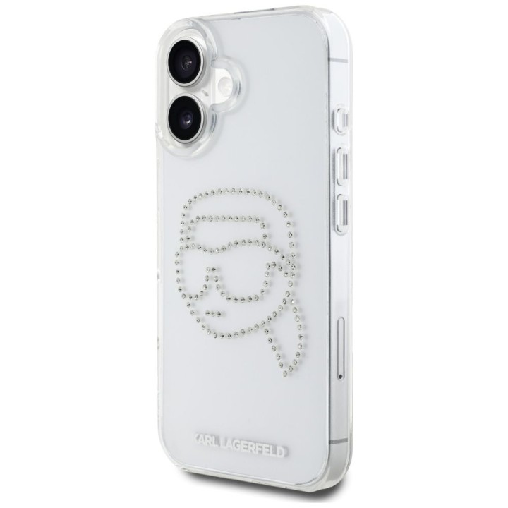 KARL LAGERFELD case for IPHONE 16 KLHCP16SHKHDCELT (IML Rhinestones K Head) transparent
