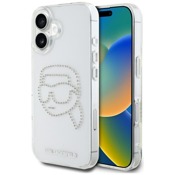 KARL LAGERFELD чохол для IPHONE 16 KLHCP16SHKHDCELT (IML Rhinestones K Head) прозорий