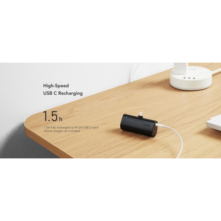 Повербанк Veger PlugOn (W0556P) PD QC3.0 3A 20W 5000 mAh со встроенным разъемом Lightning черный