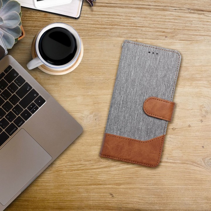 Etui z klapką na Xiaomi Redmi NOTE 14 PRO 4G Jeans Book szare