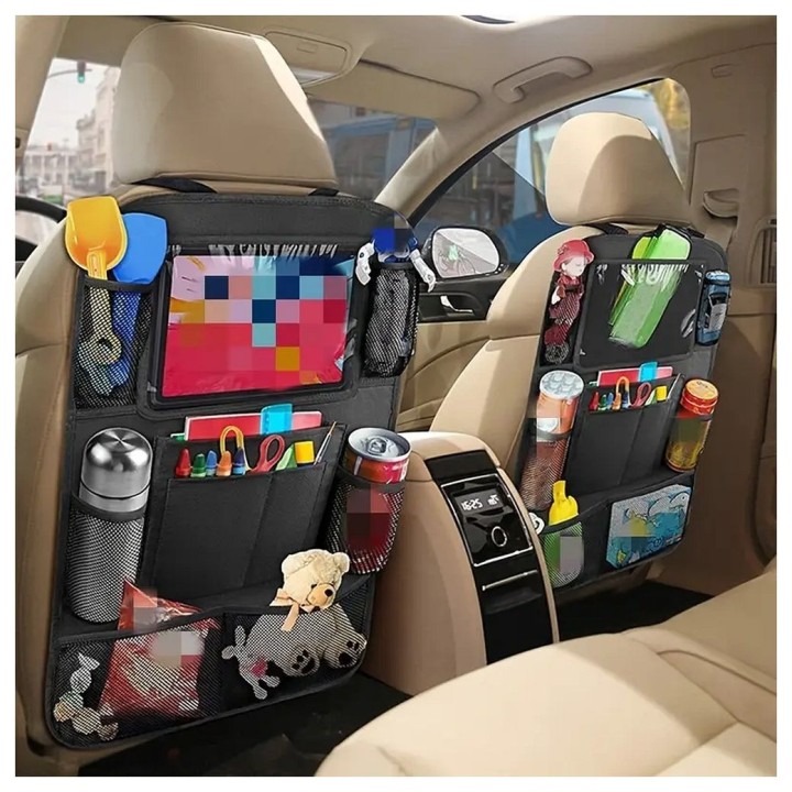 Organizer car for seats front with compartments beige