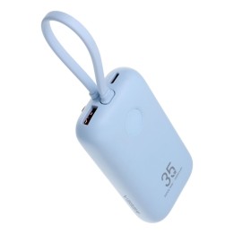 Повербанк Veger K1 (W1188) PD QC3.0 35W 10000 mAh с встроенными кабелями USB C / Lightning синий