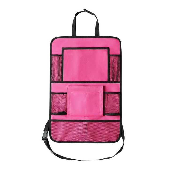 Car organizer for front seats with compartments pink