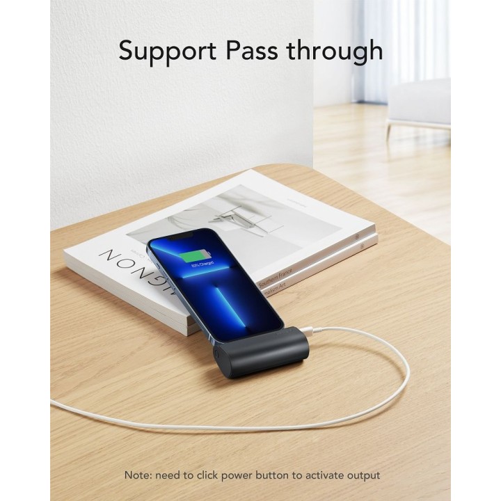 Powerbank Veger PlugOn (W0556P) PD QC3.0 3A 20W 5000 mAh z wbudowanym złączem Lightning czarny