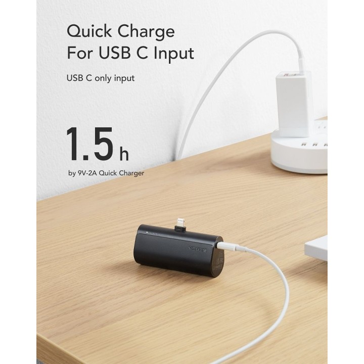 Powerbank Veger PlugOn (W0556P) PD QC3.0 3A 20W 5000 mAh z wbudowanym złączem Lightning czarny