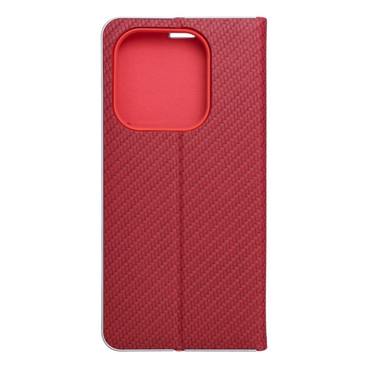 Чехол с клапаном для Xiaomi Redmi NOTE 14 4G (GLOBAL - 164,84mm x 78,15mm x 8,16mm) Luna Book Carbon красный