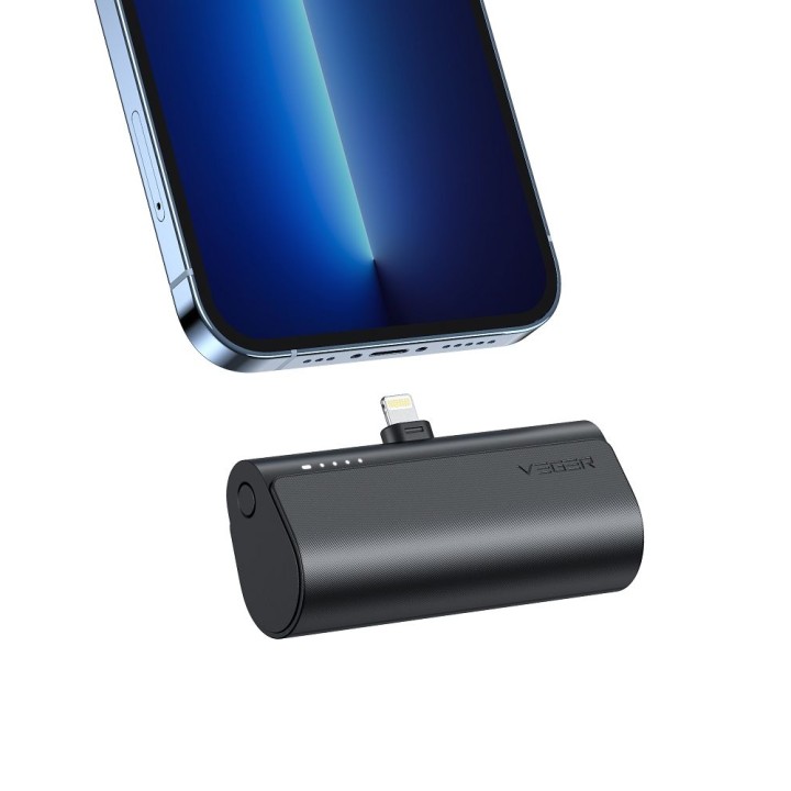 Powerbank Veger PlugOn (W0556P) PD QC3.0 3A 20W 5000 mAh z wbudowanym złączem Lightning czarny