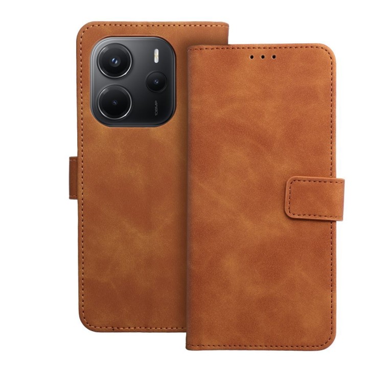 Etui z klapką na Xiaomi Redmi NOTE 14 4G (GLOBAL - 164,84mm x 78,15mm x 8,16mm) Tender Book brązowe