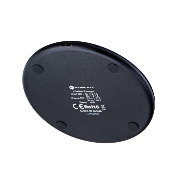 Wireless charger Forcell F-Energy Qi QC 15W + cable USB C for USB A black