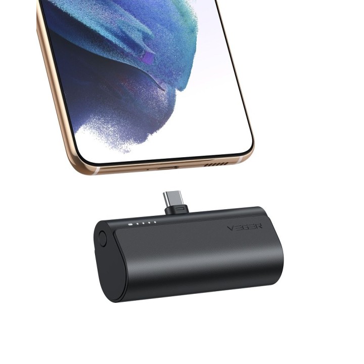 Power bank Veger PlugOn (W0556/V0556) PD QC3.0 3A 20W 5000 mAh with built-in connector type C black