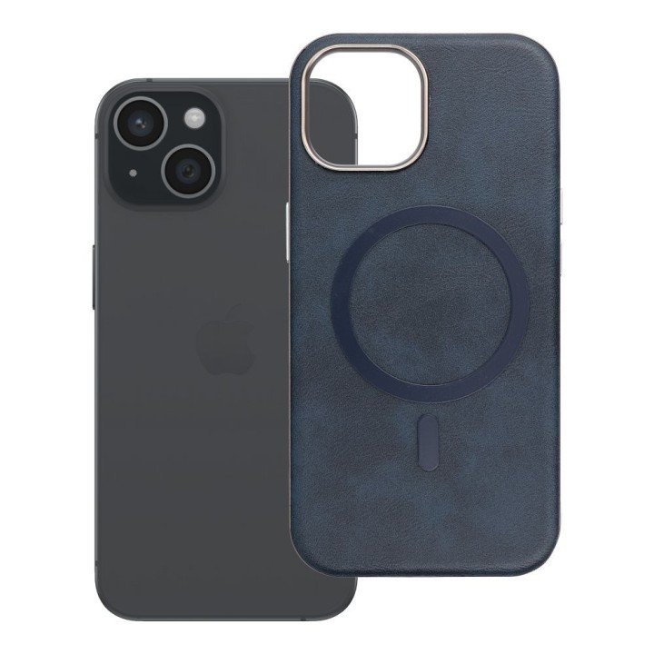 Case for iPhone 15 Gentleman Mag Cover compatible with MagSafe navy blue