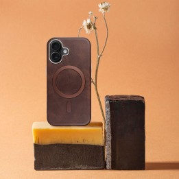 Case for iPhone 16 Gentleman Mag Cover MagSafe compatible brown