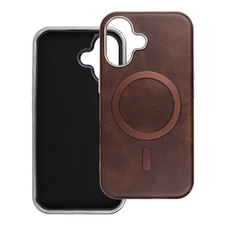 Case for iPhone 16 Gentleman Mag Cover compatible with MagSafe brown
