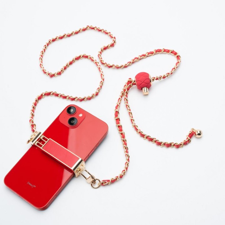 Chain / lanyard with holder GLAMOUR all models max 80mm width. red