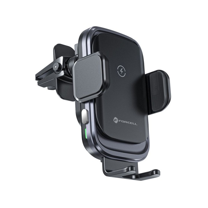 Phone holder for car wireless Forcell F-Grip Grand F-24 15W for the air vent silver
