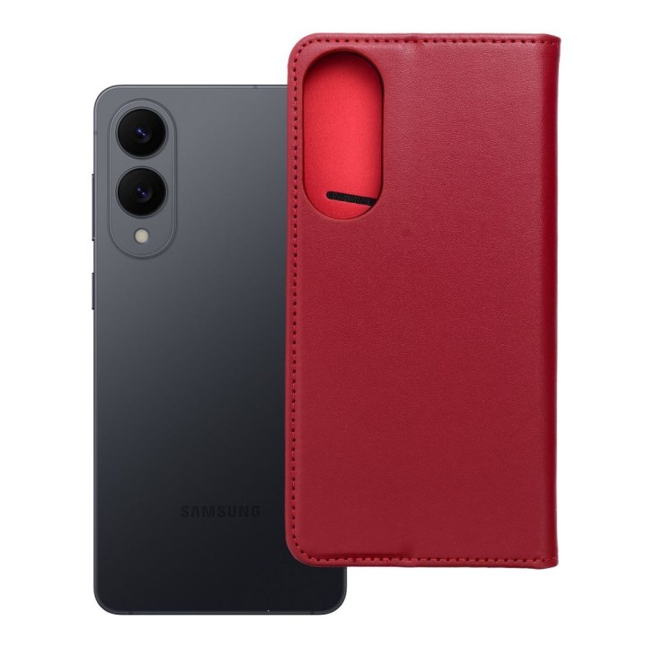 Чехол с клапаном для Samsung S25 EDGE Smart Pro Book кожаный бордовый