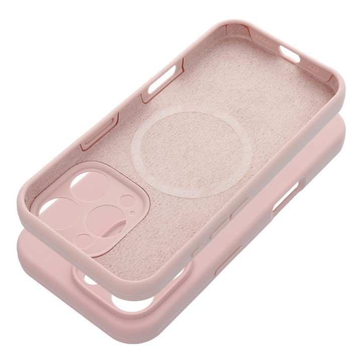 Case for iPhone 16 Silicone 2mm (camera protection) MagSafe compatible pudrowy pink